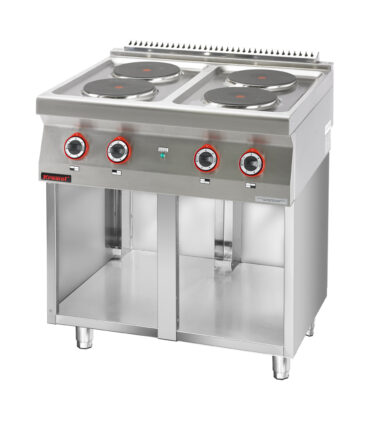700.KE-4.S Kuchnia elektryczna 4 płyty okrągłe 4x2,6kW na podstawie szafkowej otwartej