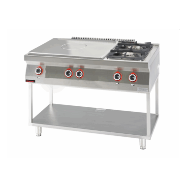 700.KG-2/I-800.T Solid Top gazowy chromowany 800 mm + 1x4,5kW + 1x7,5kW na podstawie szkieletowej