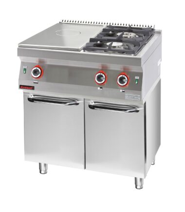 700.KG-2/I-400.S.D Solid Top gazowy żeliwny 400 mm + 1x4,5kW + 1x7,5kW na podstawie szafkowej zamkniętej