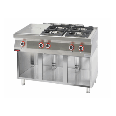 700.KG-4/I-400.S Solid Top gazowy żeliwny 400 mm + 2x4,5kW + 2x7,5kW na szafce otwartej