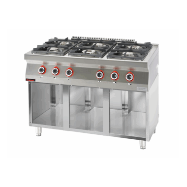 700.KG-6.S Kuchnia gazowa 6 - palnikowa na podstawie szafkowej otwartej