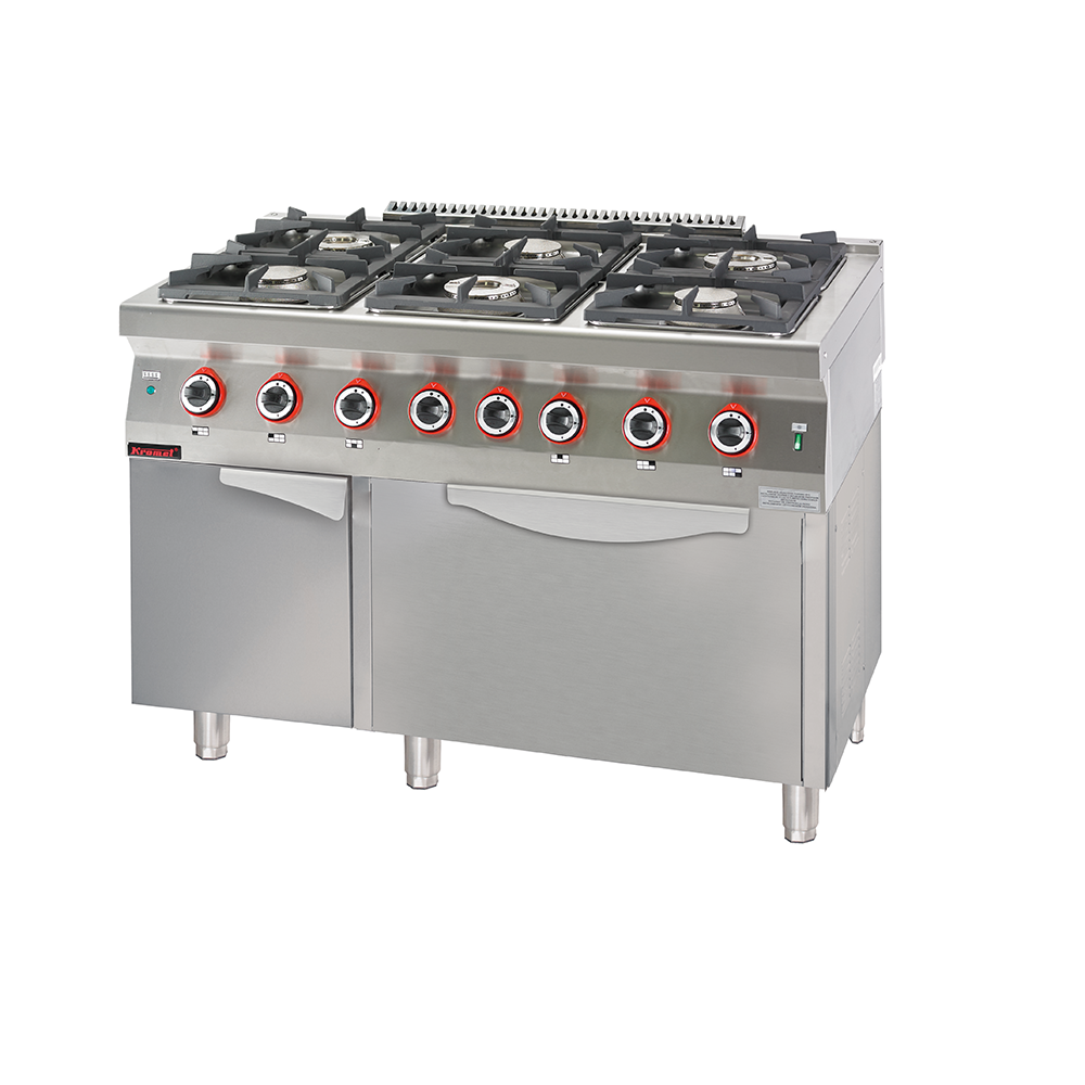 700.KG-6/PG-2/SD Gas cooker with gas oven on a cabinet with doors - Kromet