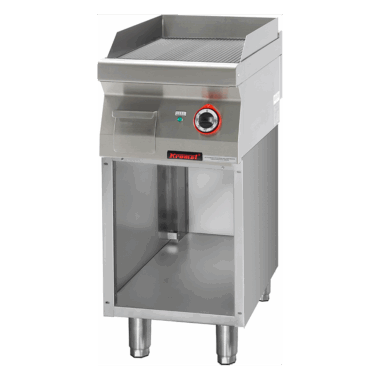 700.PBE-400R.S Płyta grillowa ryflowana chromowana 400mm 4,8kW na podstawie szafkowej otwartej