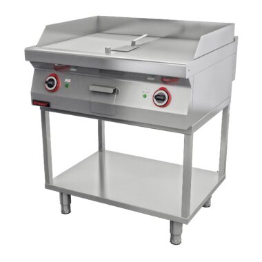 700.PBE-800GR.T Płyta grillowa 1/2gł. + 1/2ryf. chromowana 800 mm 9,6kW na podstawie szkieletowej