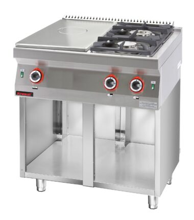 700.KG-2/I-400.S Solid Top gazowy żeliwny 400 mm + 1x4,5kW + 1x7,5kW na podstawie szafkowej otwartej