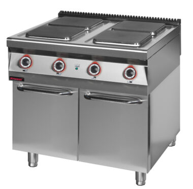 900.KE-4.S.D Kuchnia elektryczna 4 płytowa 900 mm 4x4,0 kW na podstawie szafkowej zamkniętej