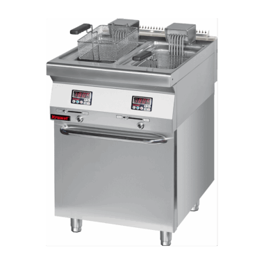 700.FE-2x10f.S.D Frytkownica elektryczna 2x8l 16kW na podstawie szafkowej zamkniętej