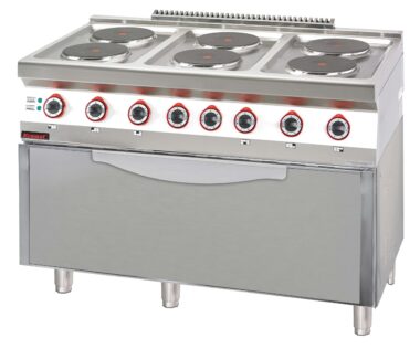 700.KE-6/PE-3 Kuchnia elektryczna z piekarnikiem elektrycznym moduł 3xGN 1/1 6x2,6kW + 8,4 kW (piekarnik)