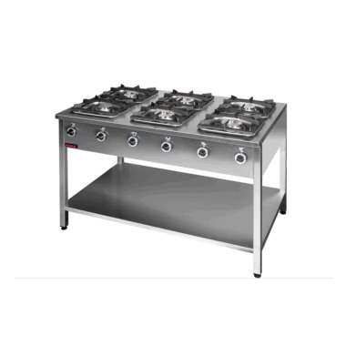 000.KG-6L Kuchnia gazowa na podstawie otwartej 6-palnikowa 2x4,5kW + 2x7,5kW + 2x9,0kW