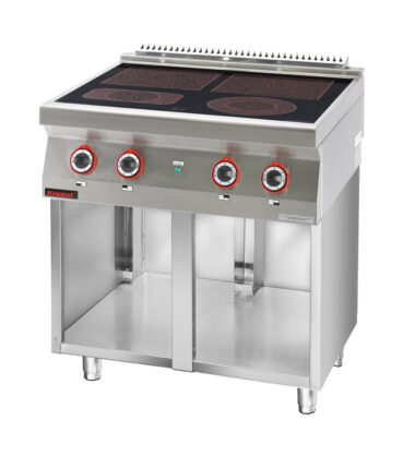700.KE-4C.S Kuchnia elektryczna ceramiczna 4 pola 2x4kW + 2x2,1kW na podstawie szafkowej otwartej