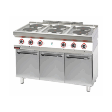 700.KE-6.S.D Kuchnia elektryczna 6 płyty okrągłych 6x2,6kW na podstawie szafkowej zamkniętej