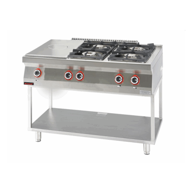 700.KG-4/I-400.T Solid Top gazowy żeliwny 400 mm + 2x4,5kW + 2x7,5kW na podstawie szkieletowej