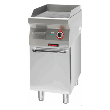 700.PBE-400R.S.D Płyta grillowa ryflowana chromowana 400mm 4,8kW na podstawie szafkowej zamkniętej