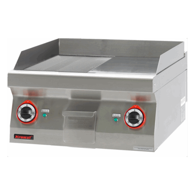 700.PBE-600GR Płyta grillowa 1/2gł. + 1/2ryf. chromowana 600 mm 8kW