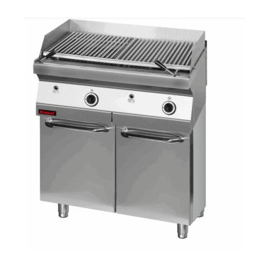 700.OGL-800.S.D Lawa grill 800 mm 14kW na podstawie szafkowej zamkniętej