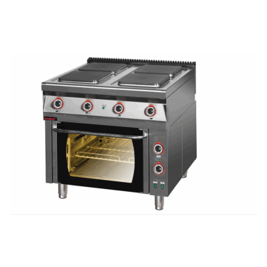 900.KE-4/PE-1T Kuchnia elektryczna z piekarnikiem elektrycznym z termoobiegiem 900 mm 4x4kW + 7,0 kW (piekarnik)