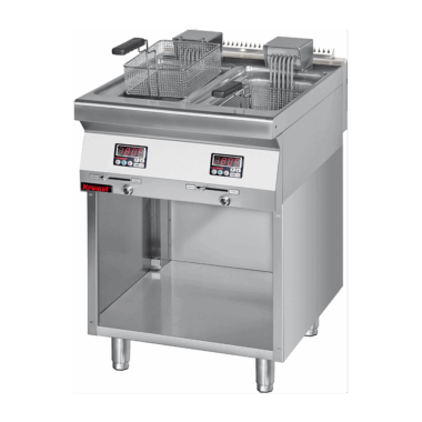 700.FE-2x10f.S Frytkownica elektryczna 2x8l 16kW na podstawie szafkowej otwartej